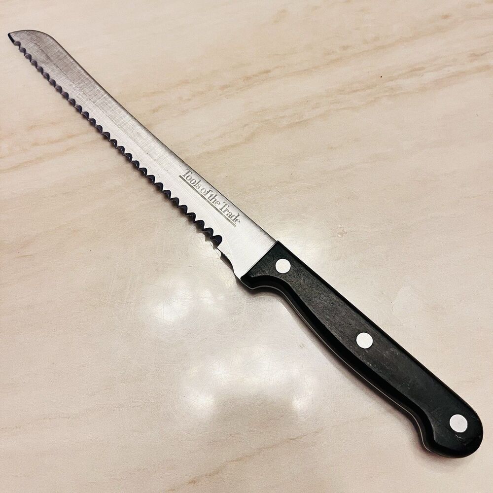 Tools of the Trade Stainless 8" Bread Knife Serrated Edge Black Handle - 12 1/2"